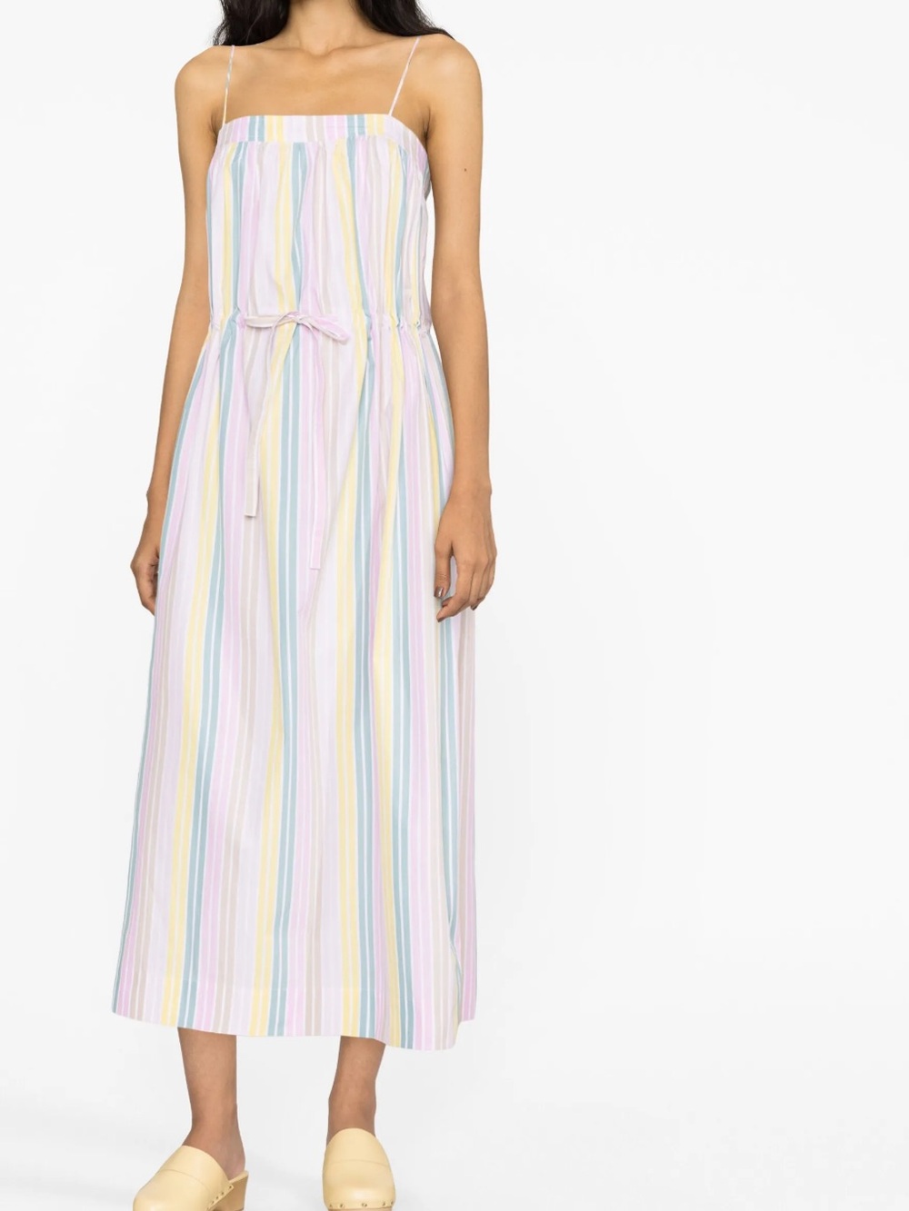 Ganni Pastel Striped Maxi Dress in Yellow, Pink, Blue, Green